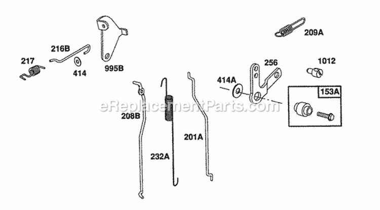 Mech Gov Carb LinksLevers Diagram and Parts List for  Briggs and Stratton Engine